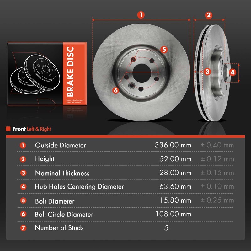 2x Disc Brake Rotors for Volvo S60 2012-2018 S80 2007-2016 V60 V70 Front LH & RH gallery