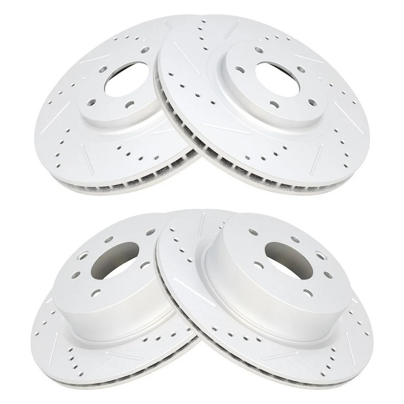 TRQ BRA13969 Disc Brake Rotors For Infiniti G35 2005-2008 Front Rear 43206EG000