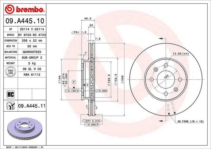 Brembo 09A44511C02 BRAKE ROTORS gallery