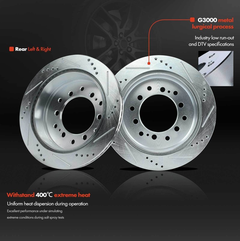 2Pcs Rear Left & Right Drilled Brake Rotor for Toyota 4Runner FJ Cruiser Lexus gallery