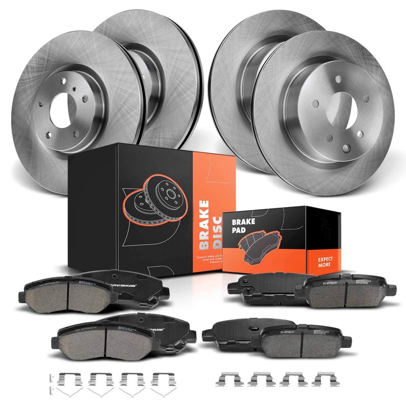 Front & Rear Sides Disc Brake Rotors & Brake Pads for Nissan Maxima 2009-2017