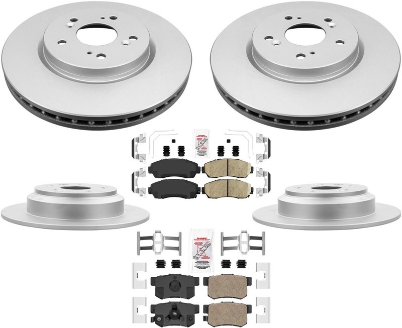 Front + Rear Brake Pads & Coated Rotors FOR 2010-2015 HONDA ACCORD CROSSTOUR