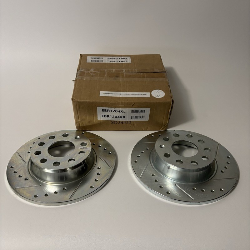 Disc Brake Rotor Set Pair-Rear Drilled, Slotted and Zinc Plated EBR120XL & XR
