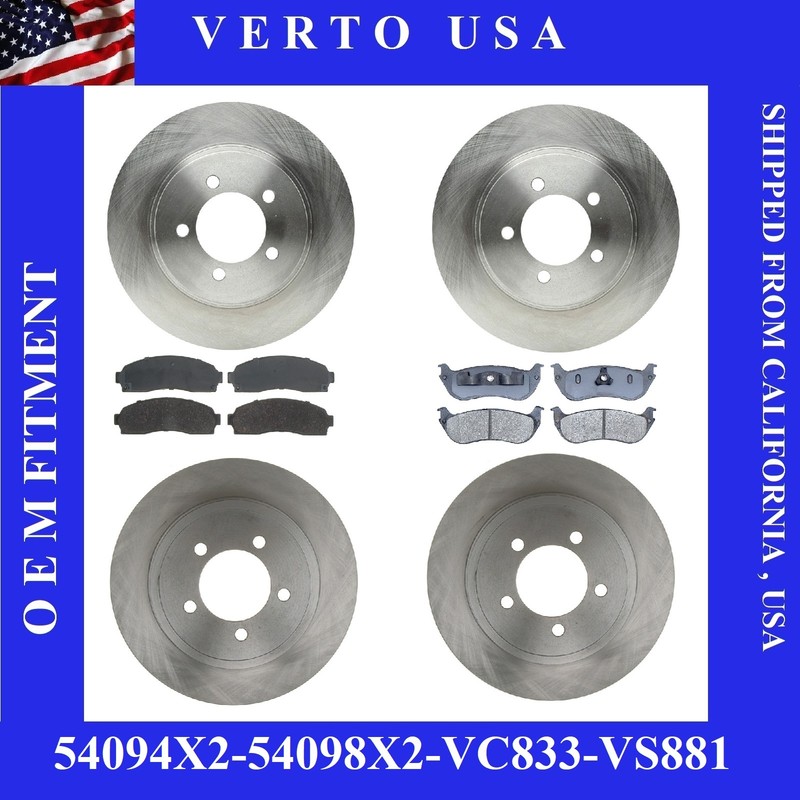 Front & Rear Brake Rotors , Pads For FORD Explorer 2002 2003 2004 2005 & Mercury