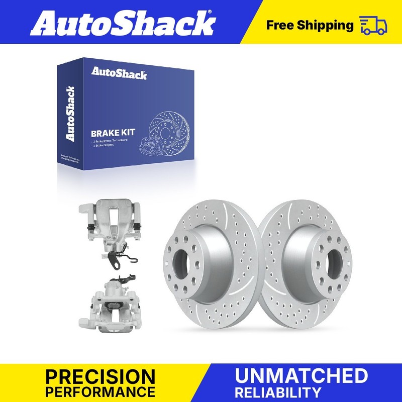 Rear Drilled Slotted Brake Rotors Calipers for Volkswagen, Jetta 2005-2009