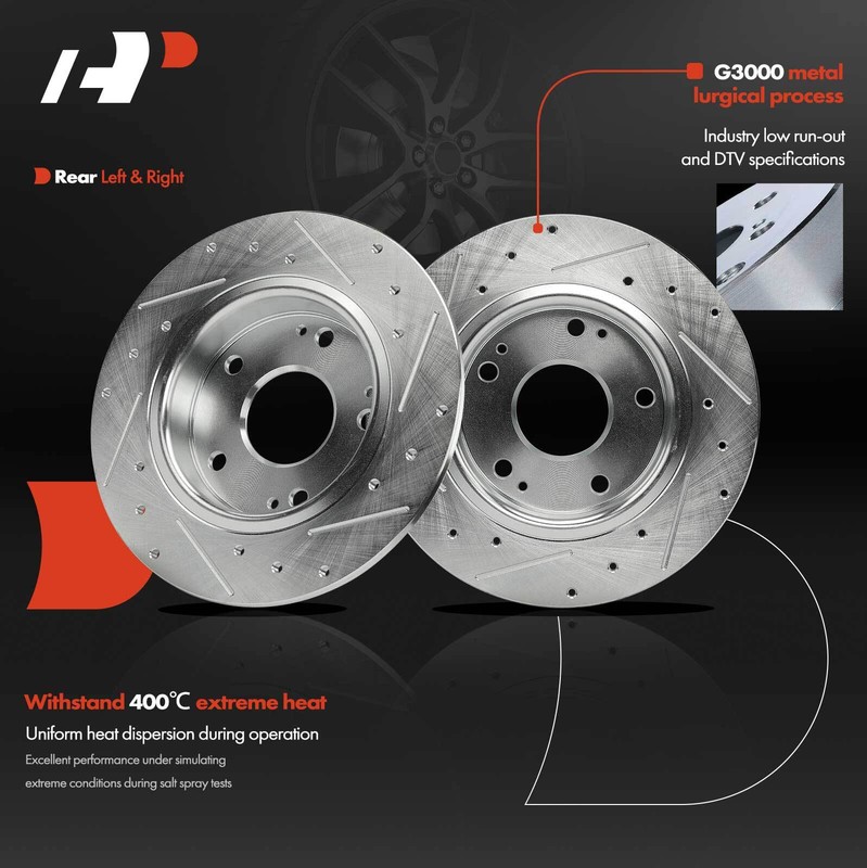 A-Premium Rear Drilled Brake Rotor & Pad for Honda Civic 2016-2017 19-20 22-23 gallery