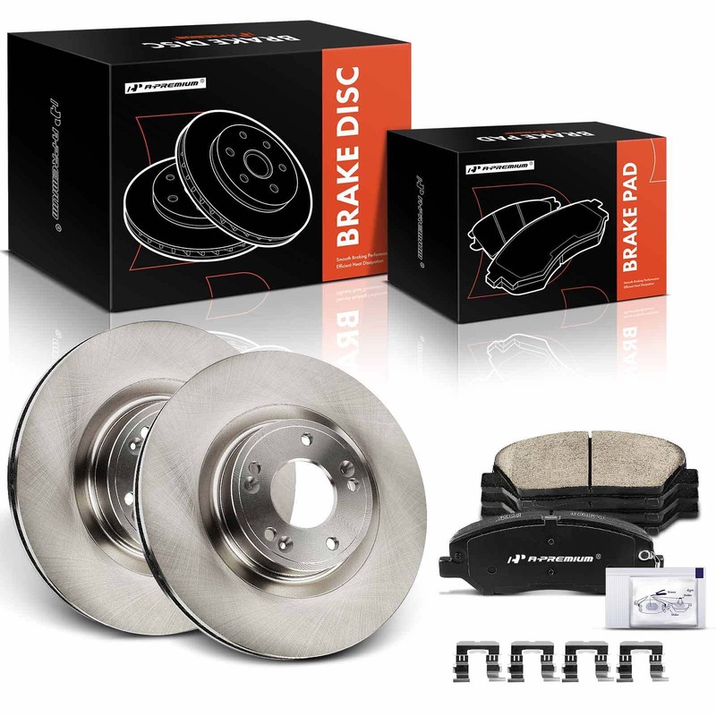 A-Premium Front Disc Brake Rotors & Ceramic Pads for Hyundai Genesis 2009-2011