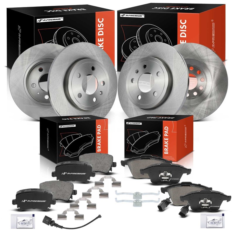 A-Premium Front & Rear Disc Brake Rotors & Ceramic Pads for Audi A4 A4 Quattro