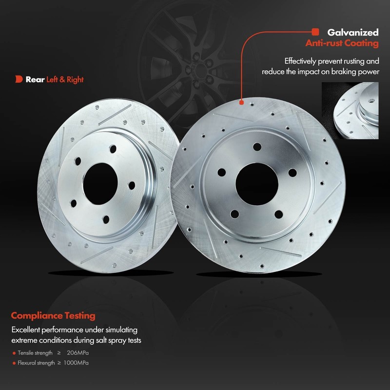 Rear Drilled Brake Rotor & Pads + Caliper for Chrysler Dodge Grand Caravan 08-11 gallery
