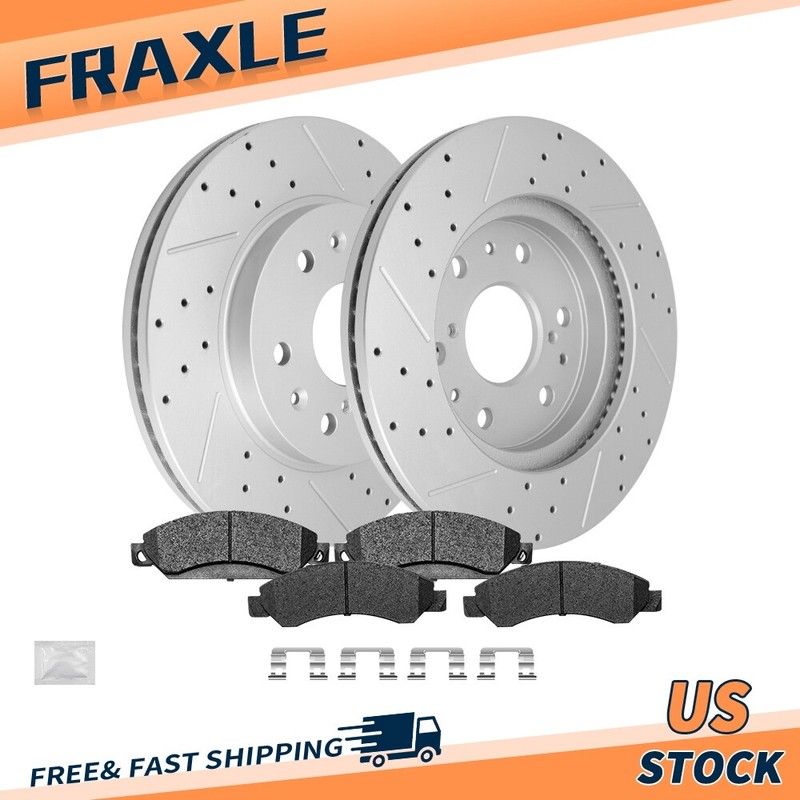 For Cadillac Escalade Esv Gmc Sierra 1500 12.99″ Front Drilled Brake Rotors Pad