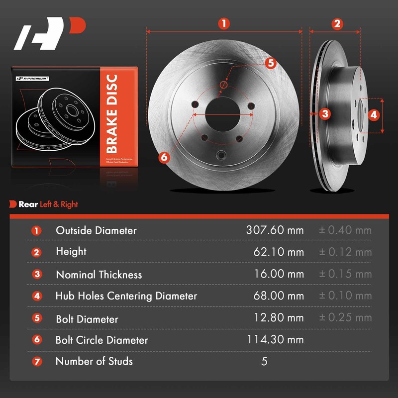 A-Premium Disc Brake Rotors Rear for Nissan Nissan Murano Pathfinder INFINITI gallery
