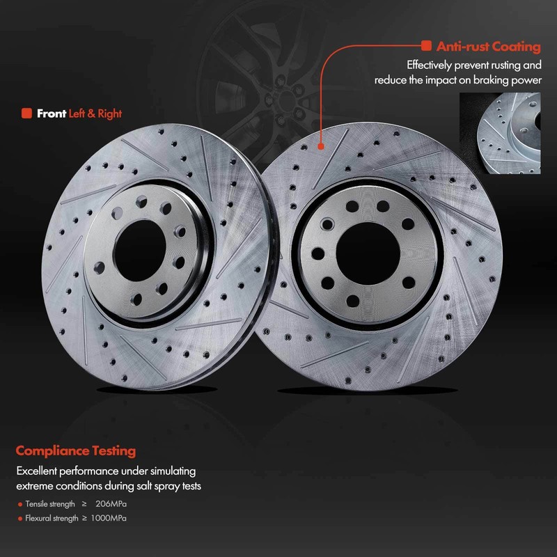 2x Front LH & RH Side Drilled Brake Rotors for Saab 9-3X 2010-2011 9-3 2003-2011 gallery