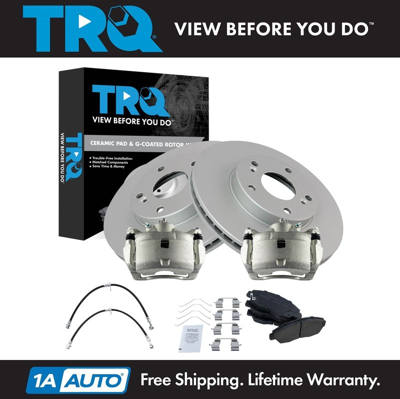 TRQ Front Brake Pad & Rotor Kit Ceramic Premium G-Coated For 2014 Honda Civic