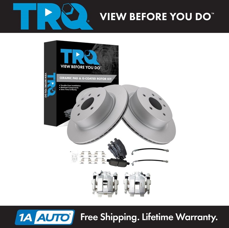 TRQ Rear Brake Pad & Rotor Kit Ceramic Premium G-Coated For 11-12 G25 G37 15 Q40