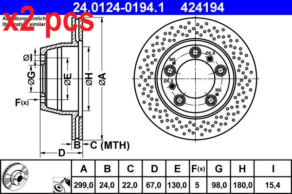 X2 PCS L&R SIDES BRAKE DISC 24.0124-0194.1