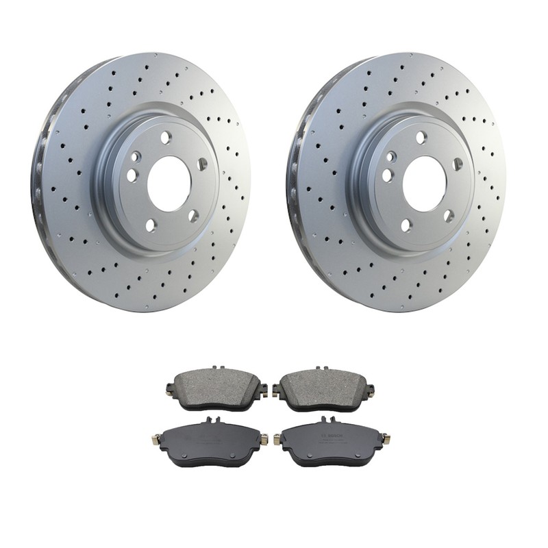 Hella Front Rotors Bosch QuietCast Ceramic Disc Brake Pads Kit For X156 GLA250