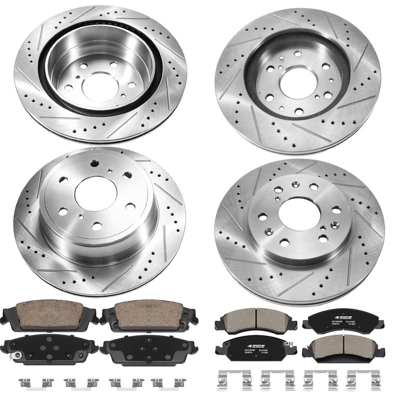 Front Rear Drilled Disc Rotors Ceramic Brake Pads for GMC Sierra 1500 Yukon