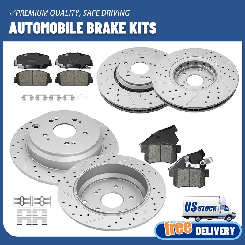 Front & Rear Drilled Brake Rotors Ceramic Pads Kit for 2013 2014-2018 Acura RDX