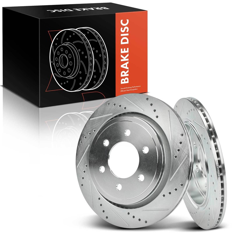 2x Drilled Brake Rotor w/ Electric Parking Brake for Ford F-150 2015-2017 Rear
