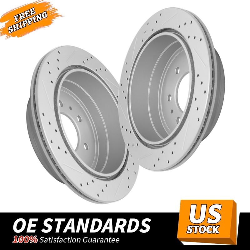 348mm 6 Lug Rear Drilled Disc Brake Rotors for Lincoln Mark LT Ford F-150 Lobo