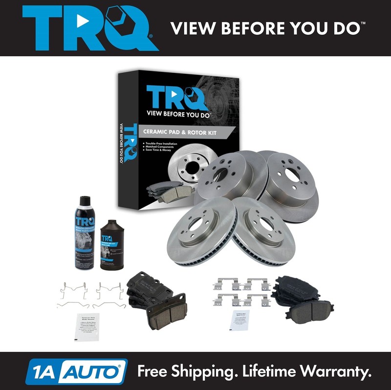 TRQ Brake Rotor & Ceramic Pad Front & Rear Kit w/Chemicals for Lexus IS250 GS300