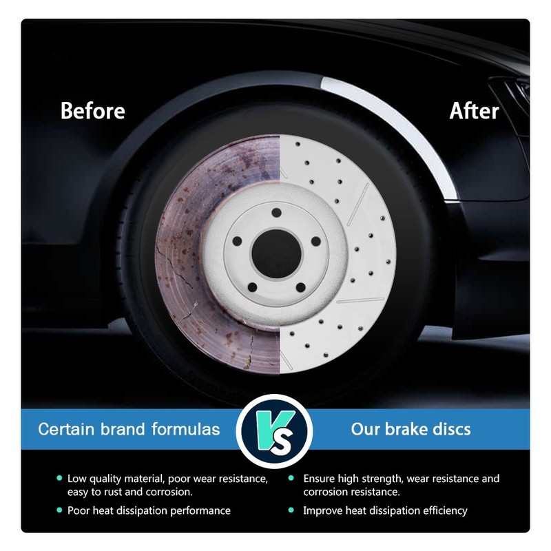 Front Drilled Brake Rotors + Brake Pads Kit for Fiat 500X Jeep Compass Renegade gallery