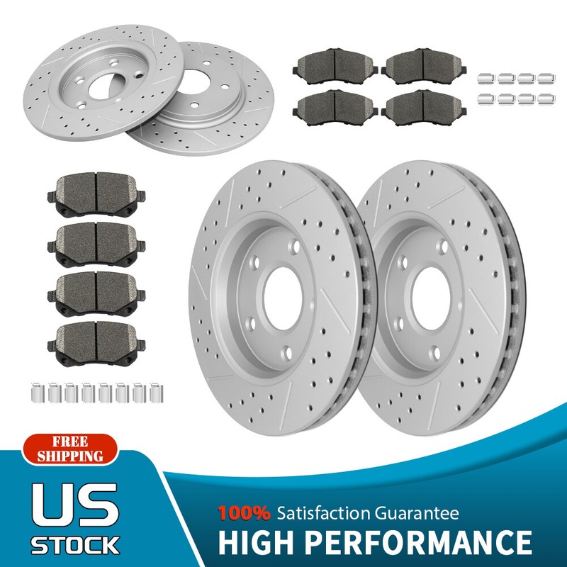 Front & Rear Disc Rotors + Brake Pads for 2008 – 2016 Chrysler Town & Country
