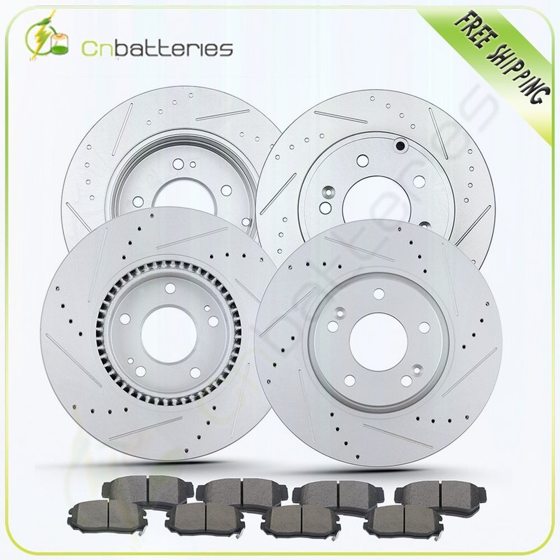 Front Rear Brake Rotors And Pads Kit Cearmic For 2005-2008 Hyundai Sonata