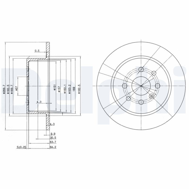Delphi BG3141 Brake Disc for Opel, Vauxhall