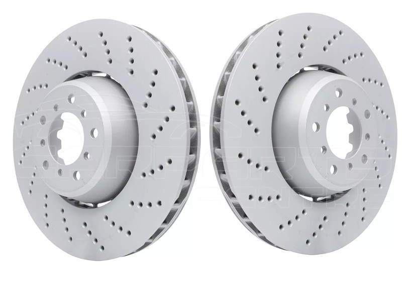 FOR BMW E60 E61 M5 E63 E64 M6 FRONT AXLE OE DRILLED VENTED BRAKE DISCS 374MM
