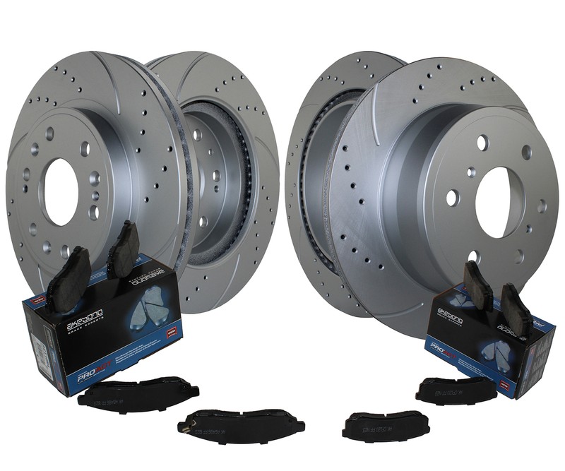 Front Rear Brake Kit Drilled Rotors Akebono ProACT Ceramic Pads For Escalade ESV