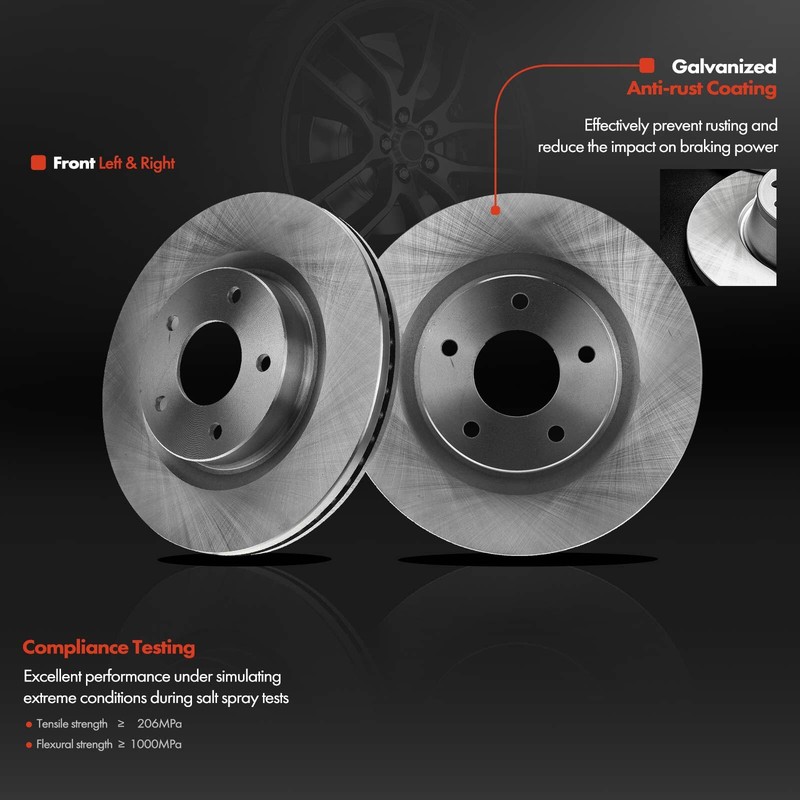 8pcs Front Disc Rotor & Ceramic Pads + Brake Caliper for Nissan Altima 2007-2010 gallery