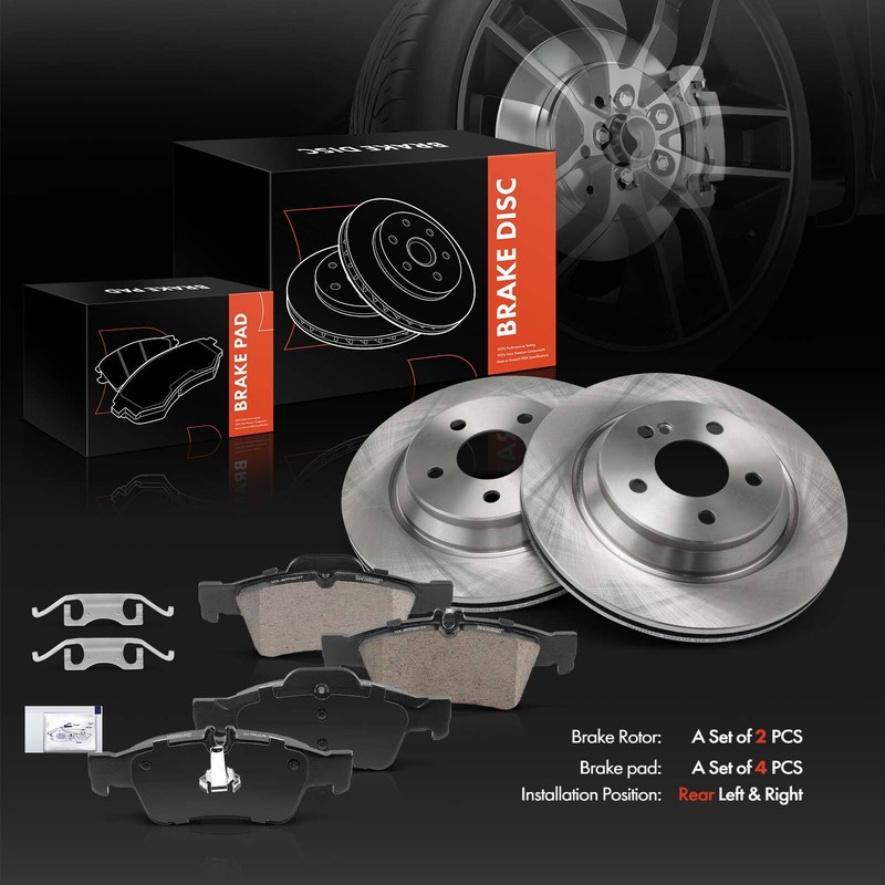 6Pcs Rear Disc Rotors & Ceramic Brake Pad for Mercedes-Benz S430 2003-2006 S500 gallery
