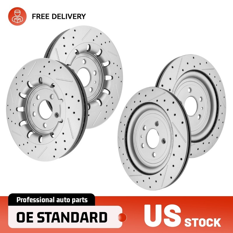 Front+Rear Drilled Disc Brake Rotors for 2013-2019 Ford Taurus SHO 2013-2016 MKS