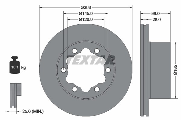 Textar 92295303 Brake Disc for MAN,VW