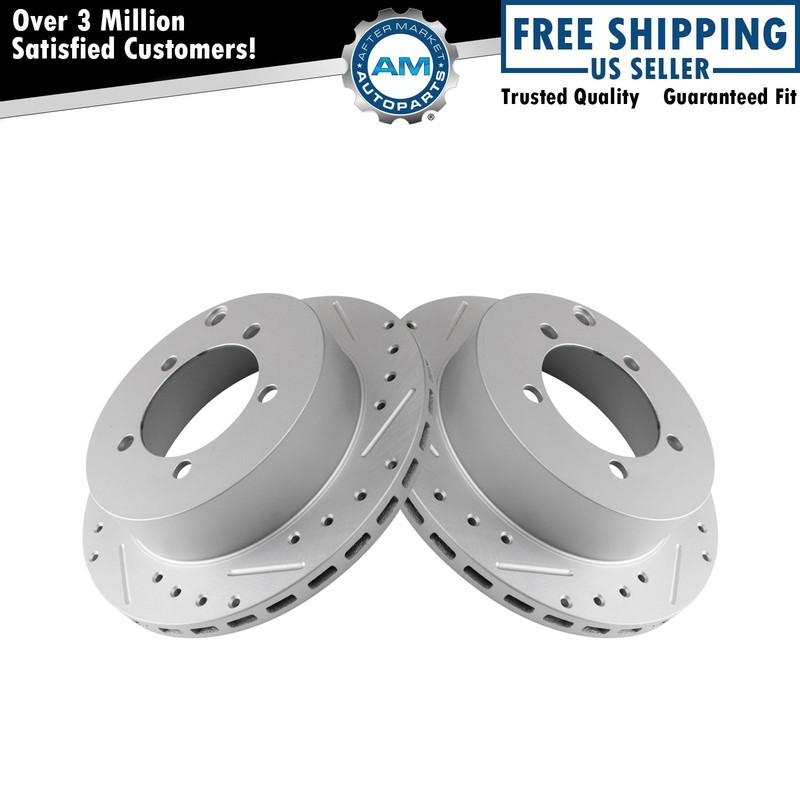 Performance Brake Rotor Drilled Slotted Coated Rear Pair for Mitsubishi
