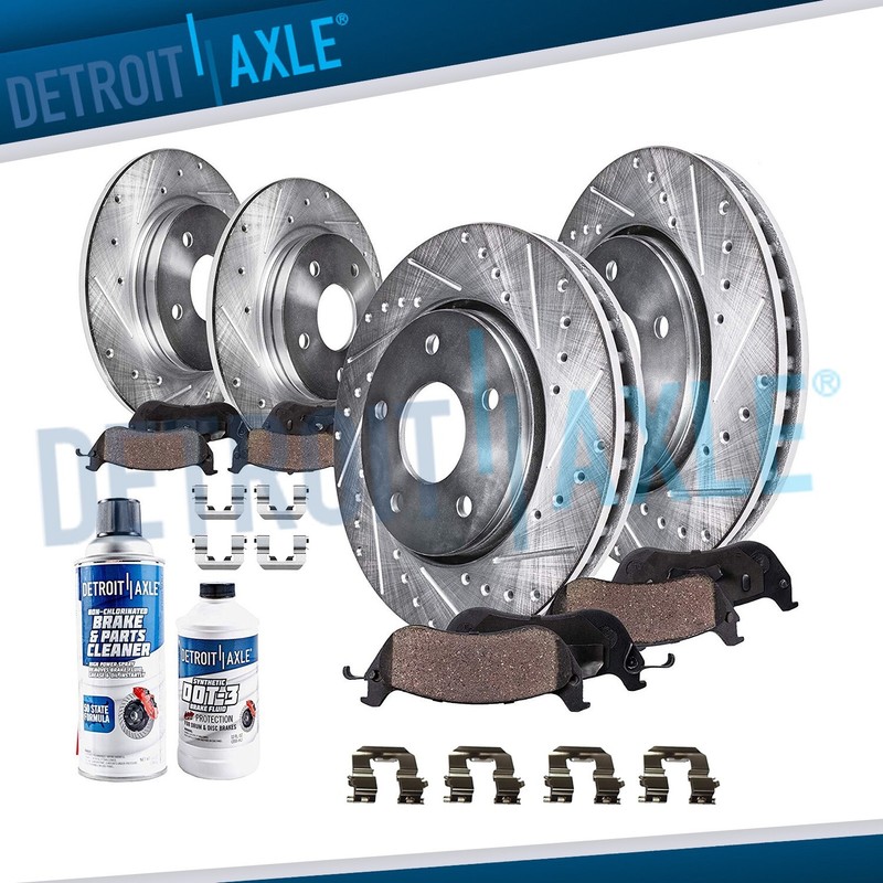Front & Rear Drilled Brake Rotors + Brake Pads for 2013-2016 Hyundai Santa Fe