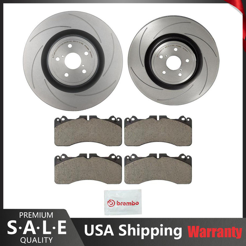 For 16-20 Lexus GS F RC F Brembo Front Brake Kit Slotted Disc Rotors Ceramic Pad