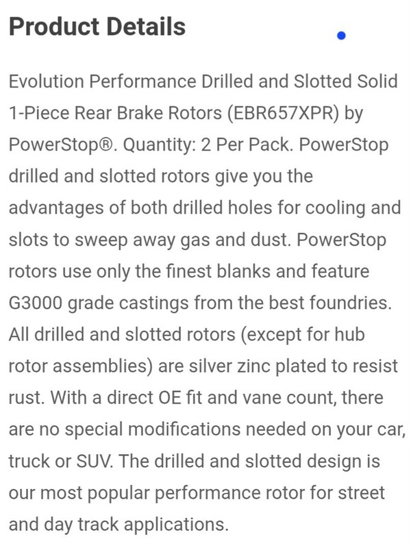 PowerStop Brake Rotors Rear Drilled Slotted EBR657XL EBR657XR Audi TT Quattro gallery