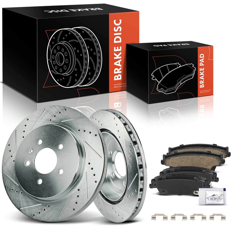 6x Rear Drilled Brake Rotor & Ceramic Brake Pad for Cadillac CTS 06-07 STS 05-11