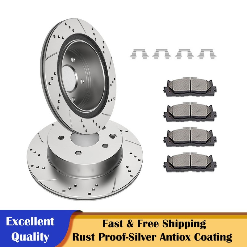 11.50 Inch Rear Drilled Brakes Rotors Discs Pads Kits Fit for 14-17 Nissan Rogue