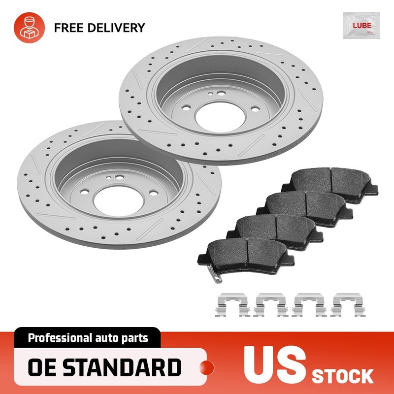 Rear Drilled Rotors & Brake Pads for 2016-2021 Hyundai Tucson 2017-2022 Sportage