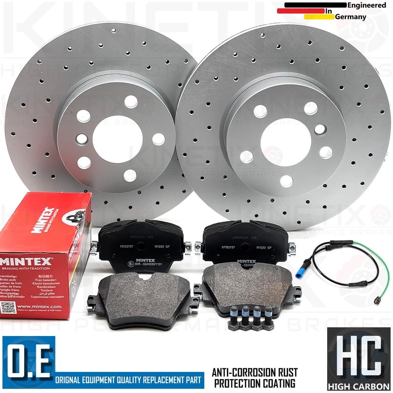 FOR BMW 318i G20 M SPORT CROSS DRILLED FRONT BRAKE DISCS MINTEX PADS WIRE 307mm