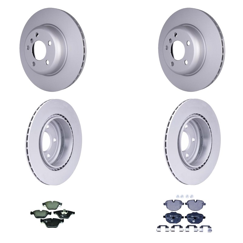 Hella Front Rear Rotors Low-Met Disc Brake Pad Kit For F10 528i Base RWD 2014