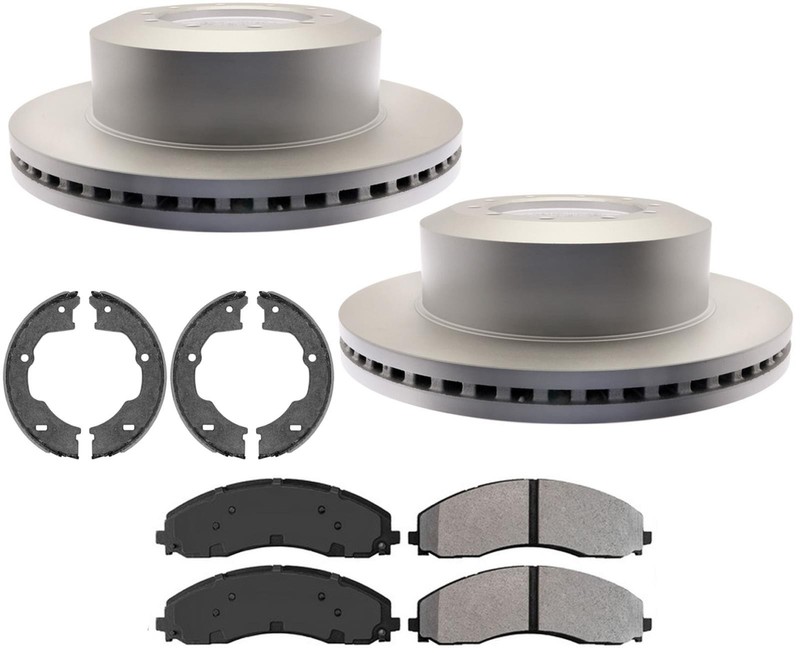 Fleet Duty Semi Metallic Pads Coated Rotors For 17-22 Ford F450 F550 Super Duty