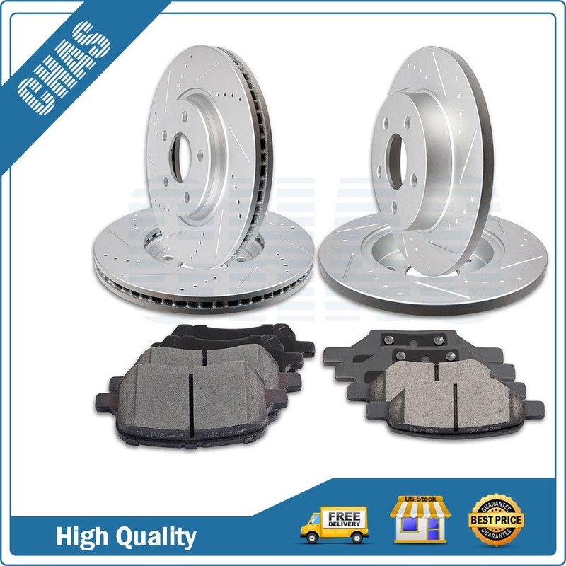 Front And Rear Brake Ceramic Pads + Rotors Discs Kit For 2008-2010 Chevrolet HHR