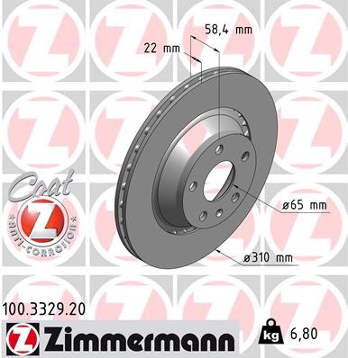 Zimmermann 100.3329.20 Brake Disc for Audi gallery