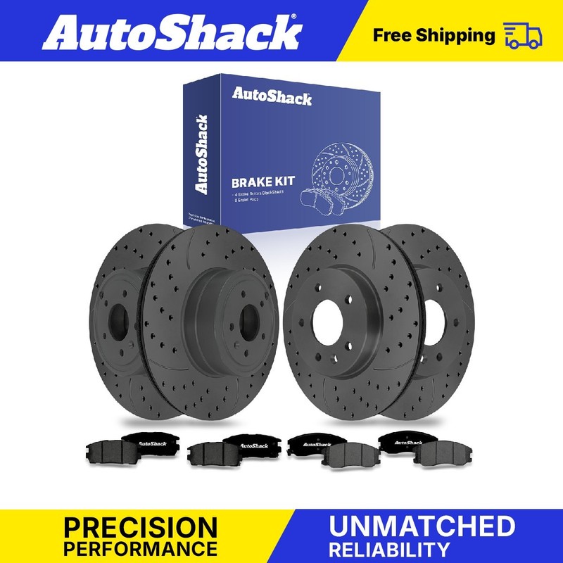 Front Rear Drilled Slotted Brake Rotor Premium Pad for 2008-2010 Saturn Vue