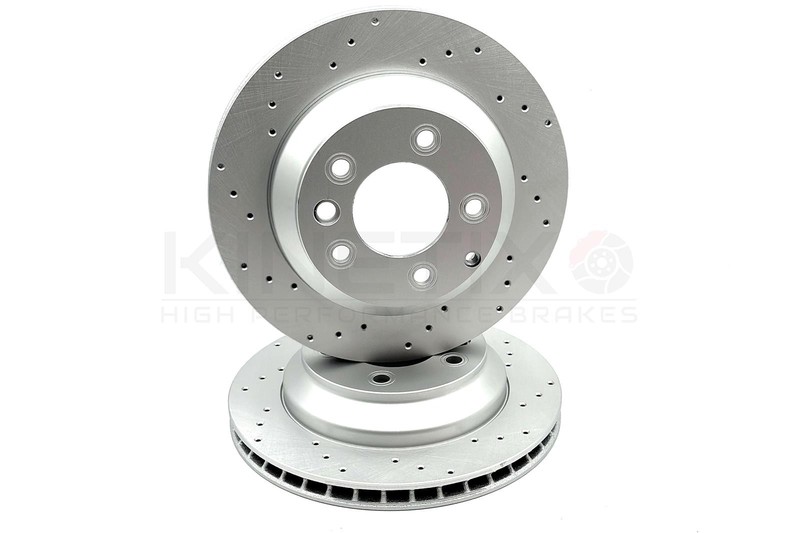 FOR PORSCHE CAYENNE 3.0 3.6 PERFORMANCE DRILLED REAR BRAKE DISCS PAIR 330mm