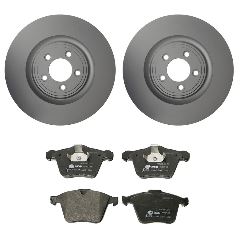 Hella Front 355mm Rotors Low-Met Disc Brake Pad Kit For Jaguar F-Type XF XJ